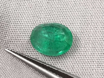 Zambian Emerald 2.57ct Certified Medium Green Natural Oval Cut Gemstone