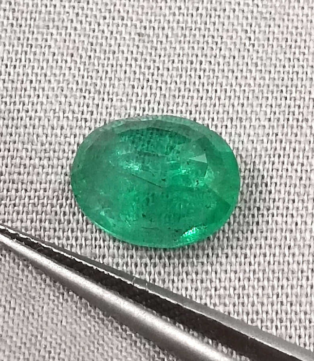 Zambian Emerald 2.57ct Certified Medium Green Natural Oval Cut Gemstone