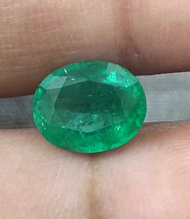 Zambian Emerald 2.57ct Certified Medium Green Natural Oval Cut Gemstone