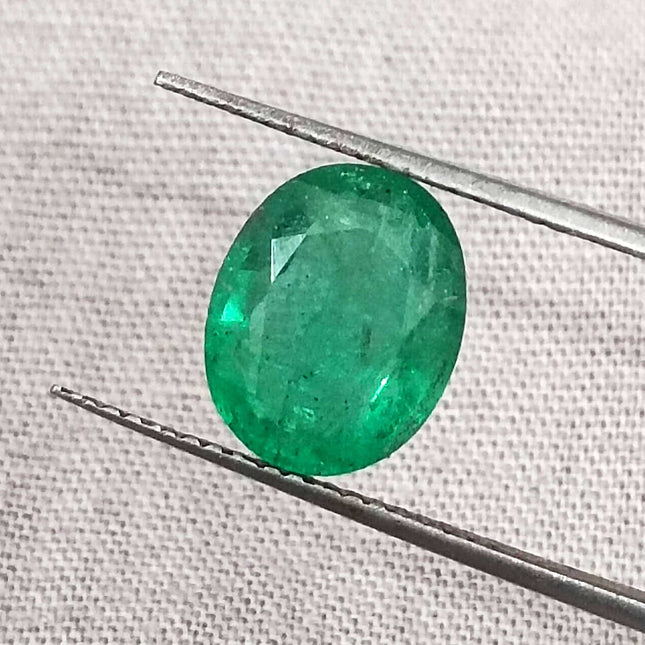 Zambian Emerald 2.57ct Certified Medium Green Natural Oval Cut Gemstone