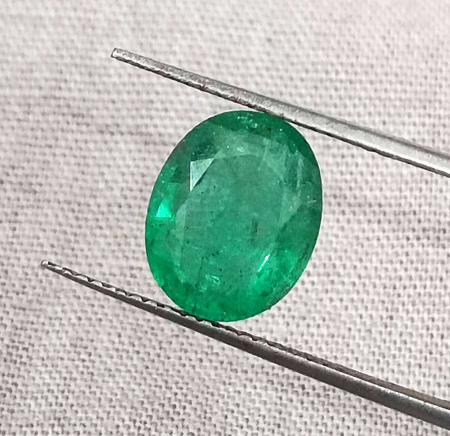 Zambian Emerald 2.57ct Certified Medium Green Natural Oval Cut Gemstone