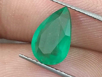 Natural Zambian Emerald 1.90 Certified Pure Velvet Green Pear Cut Gemstone