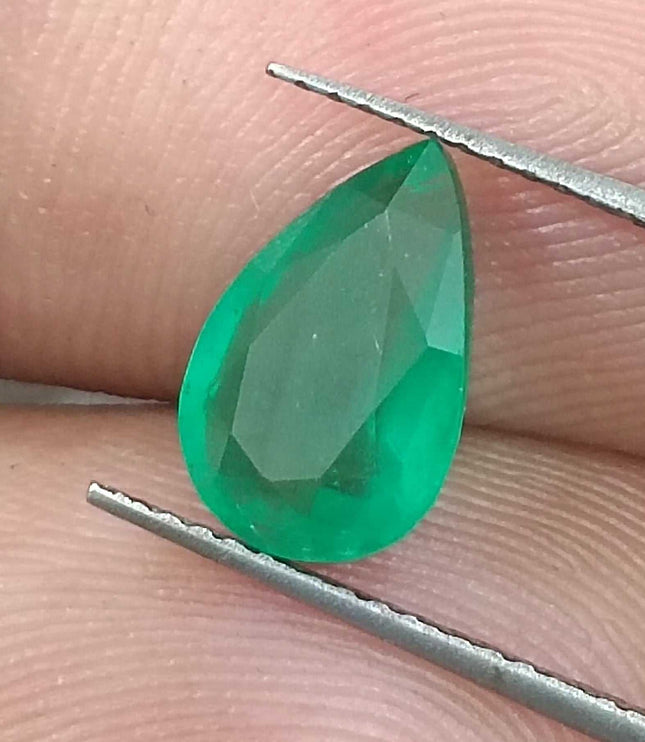 Natural Zambian Emerald 1.90 Certified Pure Velvet Green Pear Cut Gemstone