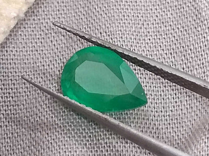 Natural Zambian Emerald 1.90 Certified Pure Velvet Green Pear Cut Gemstone