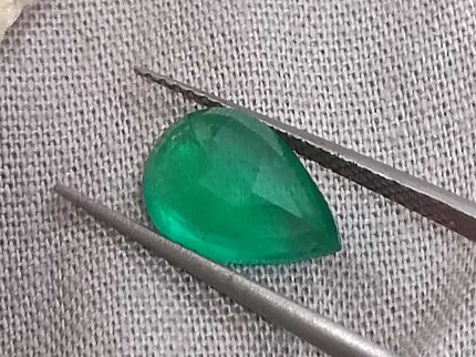 Natural Zambian Emerald 1.90 Certified Pure Velvet Green Pear Cut Gemstone