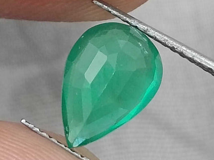 Natural Zambian Emerald 1.90 Certified Pure Velvet Green Pear Cut Gemstone