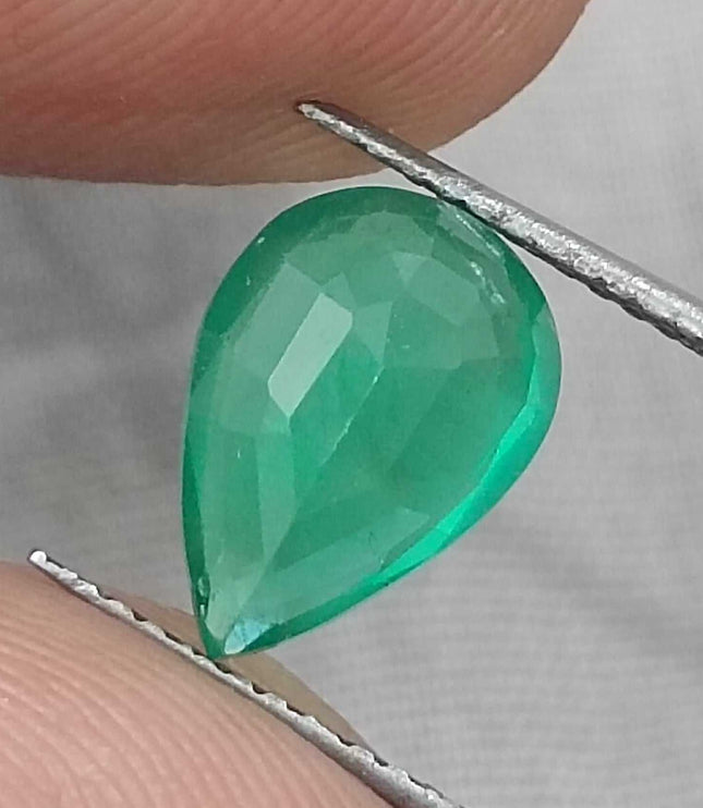 Natural Zambian Emerald 1.90 Certified Pure Velvet Green Pear Cut Gemstone