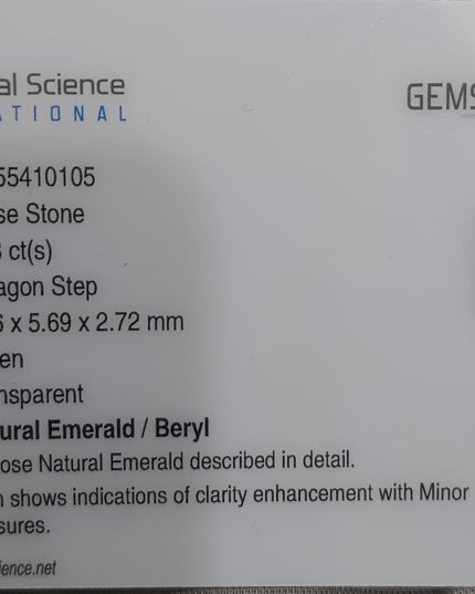 GSI Certified 1.13ct Medium Green Emerald, Natural Gemstone