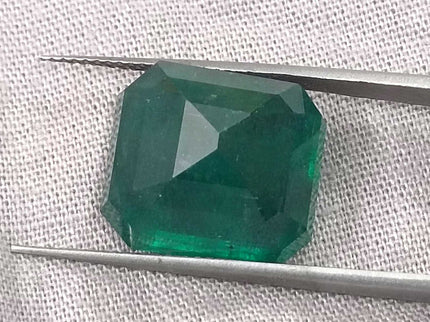 Zambian Emerald 13.40 ct Dark Green Octagon Cut Loose Gemstone – Investment Grade