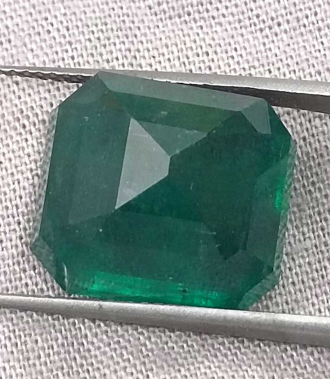 Zambian Emerald 13.40 ct Dark Green Octagon Cut Loose Gemstone – Investment Grade