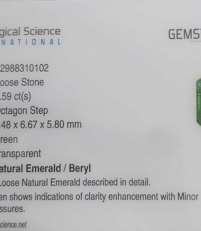 Certified 2.59ct Natural Gemstone Zambian Emerald