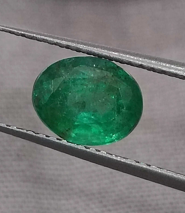GSI Certified 1.49ct Medium Deep Green Zambian Emerald, Natural Earth Mined Gemstone