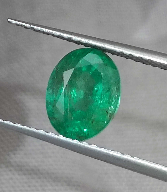 GSI Certified 1.49ct Medium Deep Green Zambian Emerald, Natural Earth Mined Gemstone