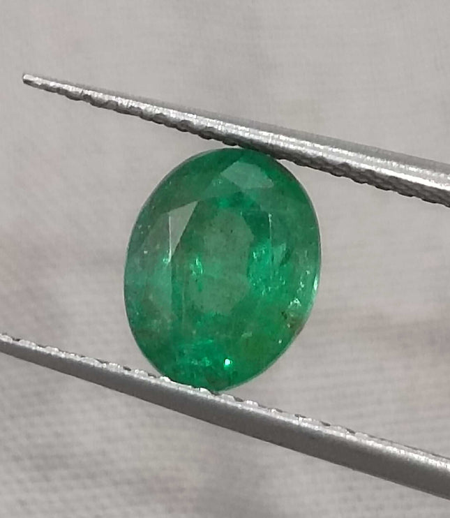 GSI Certified 1.49ct Medium Deep Green Zambian Emerald, Natural Earth Mined Gemstone