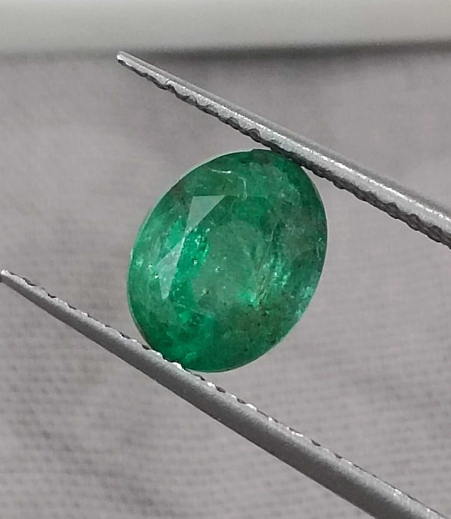 GSI Certified 1.49ct Medium Deep Green Zambian Emerald, Natural Earth Mined Gemstone