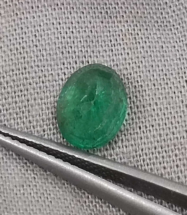 GSI Certified 1.49ct Medium Deep Green Zambian Emerald, Natural Earth Mined Gemstone