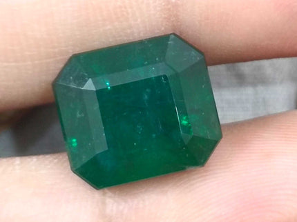 Zambian Emerald 13.40 ct Dark Green Octagon Cut Loose Gemstone – Investment Grade