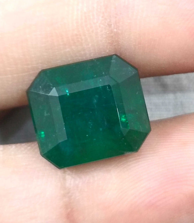 Zambian Emerald 13.40 ct Dark Green Octagon Cut Loose Gemstone – Investment Grade