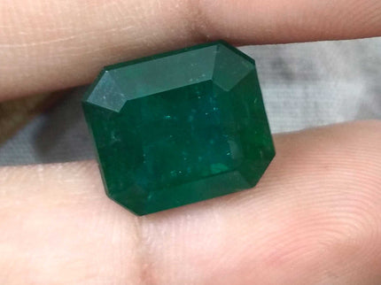 Zambian Emerald 13.40 ct Dark Green Octagon Cut Loose Gemstone – Investment Grade