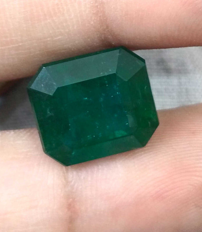 Zambian Emerald 13.40 ct Dark Green Octagon Cut Loose Gemstone – Investment Grade