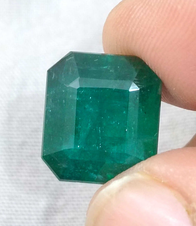 Zambian Emerald 13.40 ct Dark Green Octagon Cut Loose Gemstone – Investment Grade