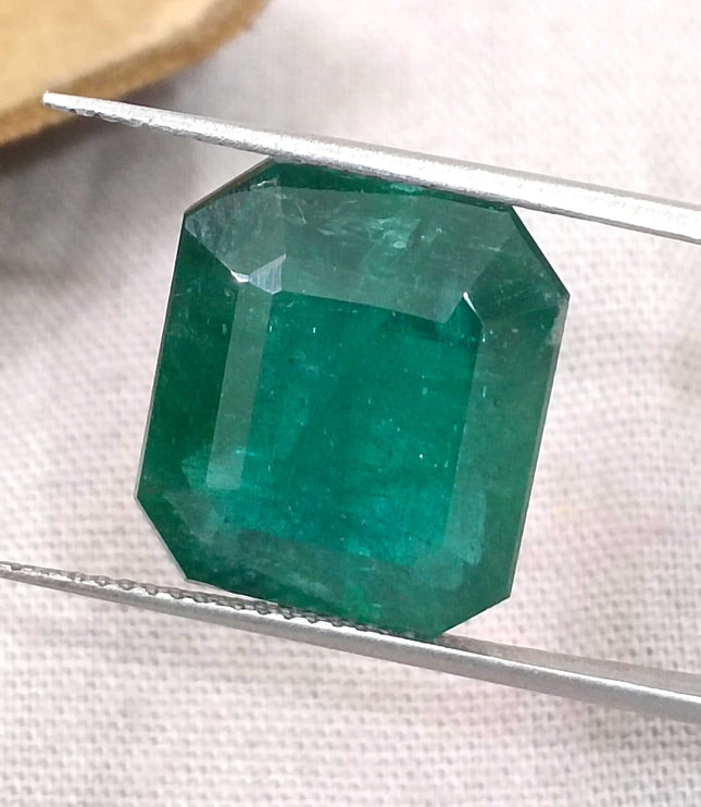 Zambian Emerald 13.40 ct Dark Green Octagon Cut Loose Gemstone – Investment Grade