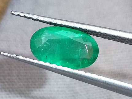 GSI Certified 1.15ct Grass Green Zambian Emerald Natural Earth Mined Gemstone