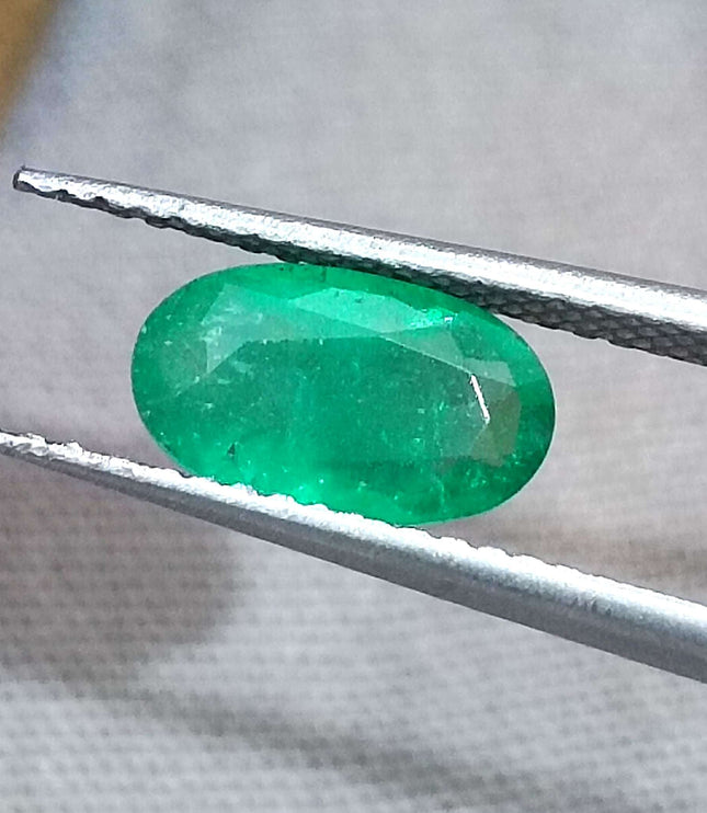 GSI Certified 1.15ct Grass Green Zambian Emerald Natural Earth Mined Gemstone
