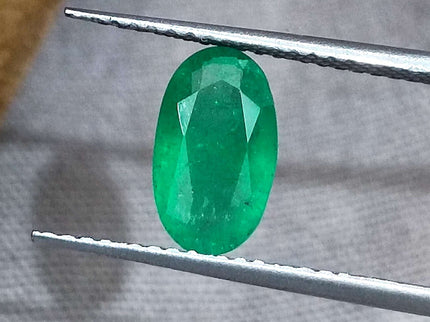 GSI Certified 1.15ct Grass Green Zambian Emerald Natural Earth Mined Gemstone