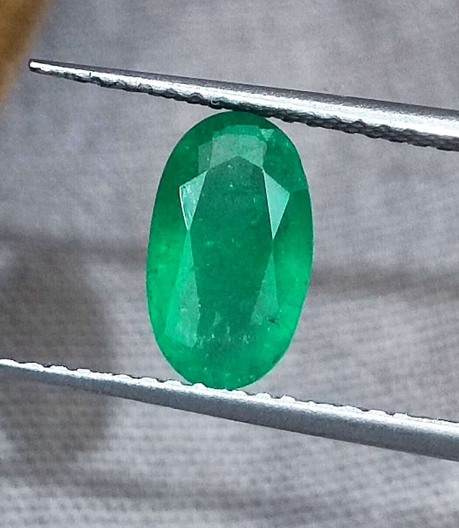 GSI Certified 1.15ct Grass Green Zambian Emerald Natural Earth Mined Gemstone