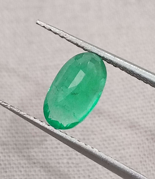 GSI Certified 1.15ct Grass Green Zambian Emerald Natural Earth Mined Gemstone