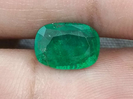 Natural Zambian Emerald 2.03ct Certified Deep Green Cushion Cut Earth Mined Gemstone