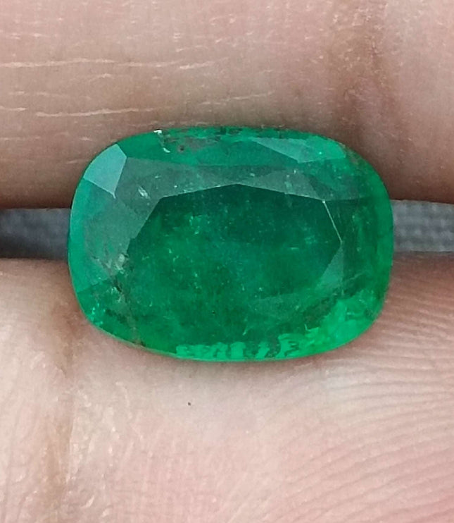 Natural Zambian Emerald 2.03ct Certified Deep Green Cushion Cut Earth Mined Gemstone