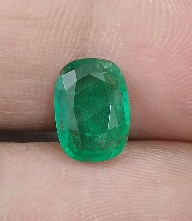 Natural Zambian Emerald 2.03ct Certified Deep Green Cushion Cut Earth Mined Gemstone