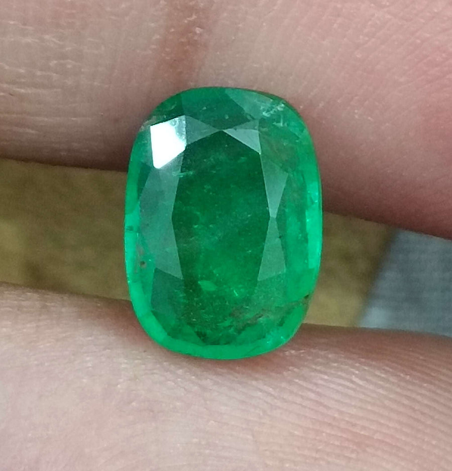 Natural Zambian Emerald 2.03ct Certified Deep Green Cushion Cut Earth Mined Gemstone