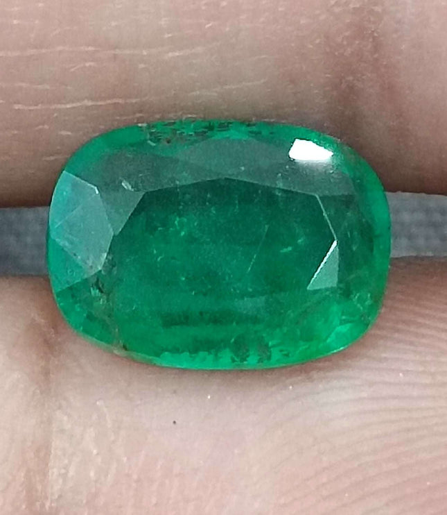 Natural Zambian Emerald 2.03ct Certified Deep Green Cushion Cut Earth Mined Gemstone