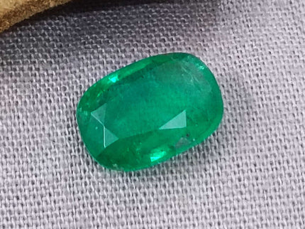 Natural Zambian Emerald 2.03ct Certified Deep Green Cushion Cut Earth Mined Gemstone