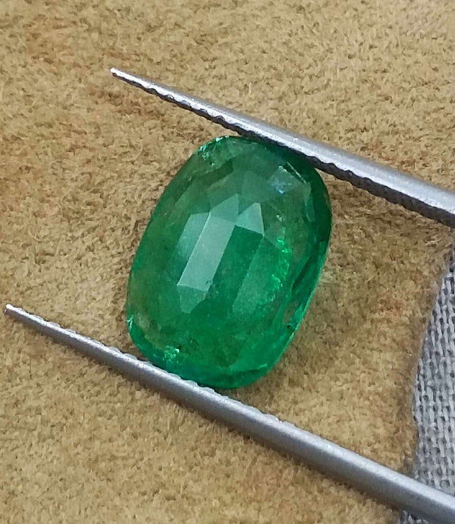 Natural Zambian Emerald 2.03ct Certified Deep Green Cushion Cut Earth Mined Gemstone
