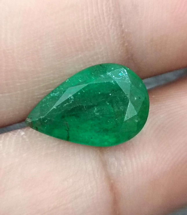 Big 5.86ct Certified Zambian Emerald Natural Earth Mined Gemstone