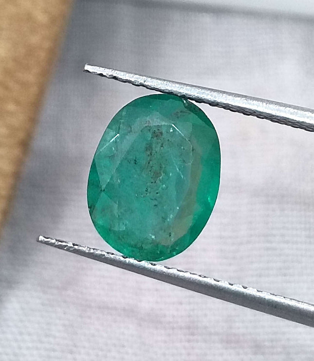 GSI Certified 1.71ct Medium Deep Green  Zambian Emerald,Natural Earth Mined Gemstone
