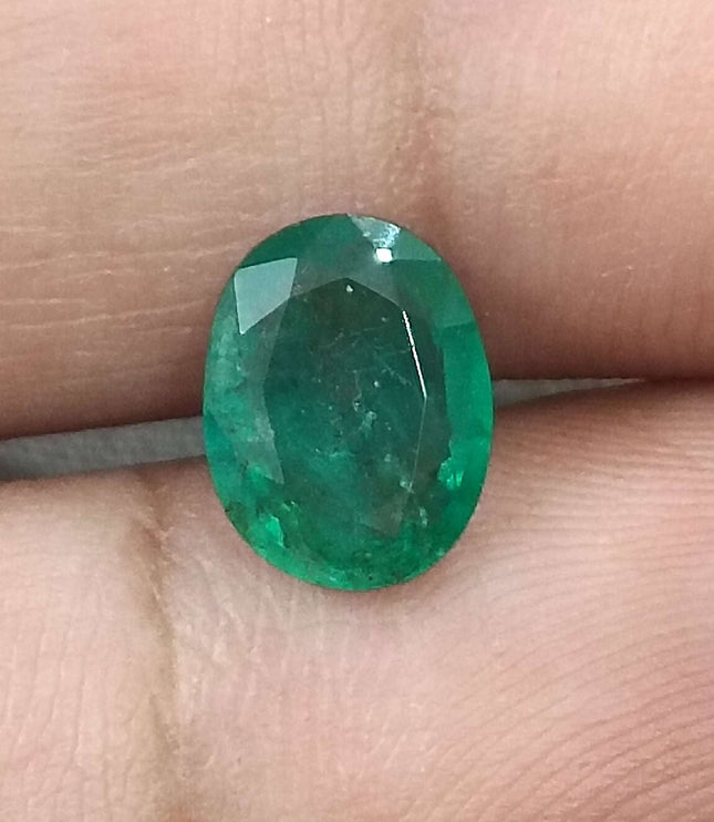 GSI Certified 1.71ct Medium Deep Green  Zambian Emerald,Natural Earth Mined Gemstone