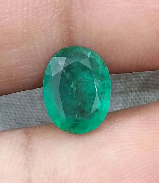 GSI Certified 1.71ct Medium Deep Green  Zambian Emerald,Natural Earth Mined Gemstone
