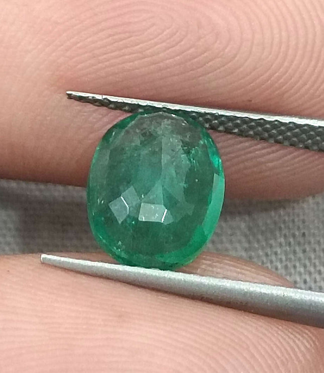 GSI Certified 1.71ct Medium Deep Green  Zambian Emerald,Natural Earth Mined Gemstone