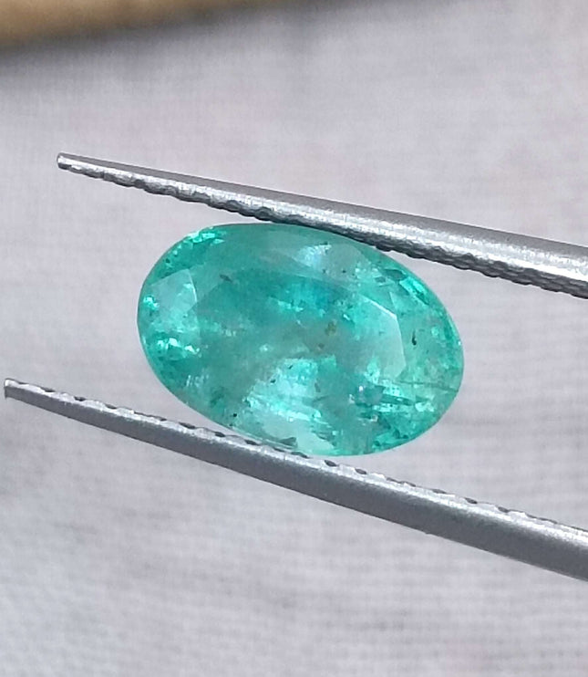 GSI Certified 1.43ct Mystic light bluish Green Russian Emerald