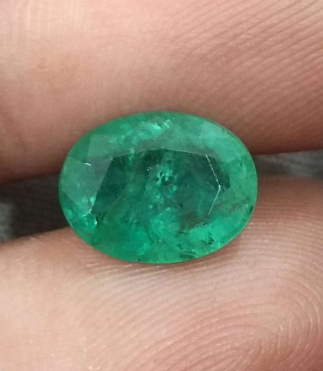 Zambian Emerald 2.76ct Certified Natural Oval Cut Medium Green Loose Gemstone