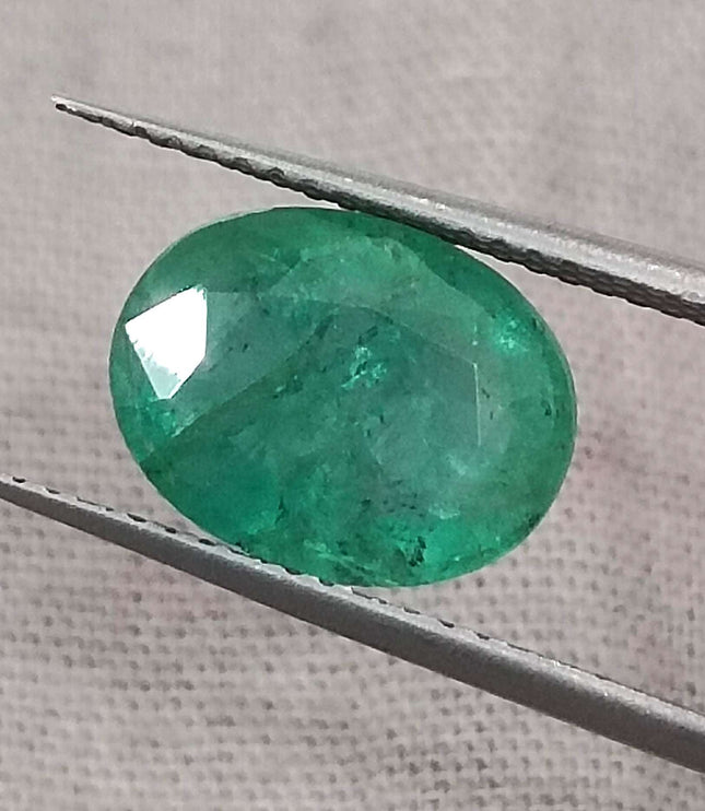 Zambian Emerald 2.76ct Certified Natural Oval Cut Medium Green Loose Gemstone