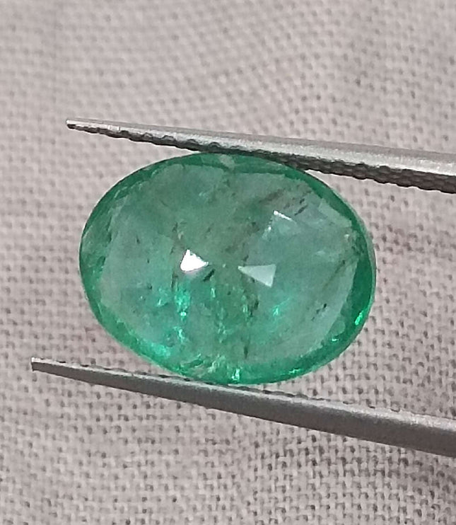 Zambian Emerald 2.76ct Certified Natural Oval Cut Medium Green Loose Gemstone