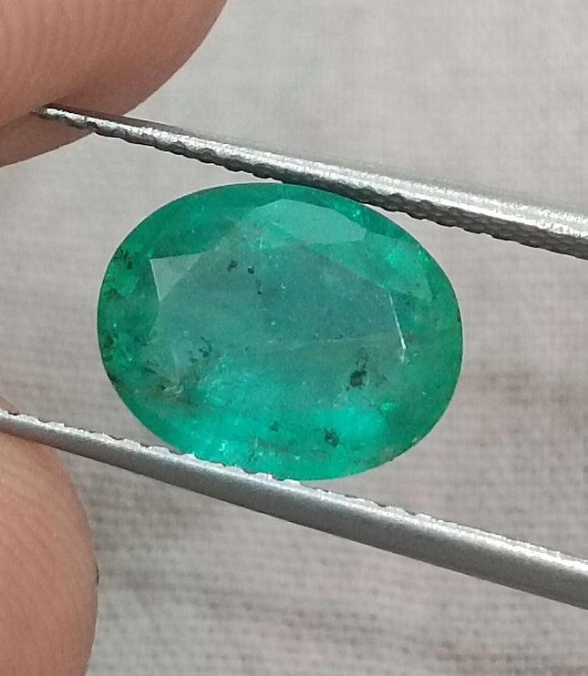 Zambian Emerald 2.32ct Natural Certified Sea Green Oval Cut Loose Gemstone