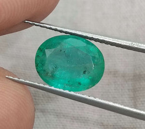 Natural Emerald 2.32ct Zambian Certified Sea Green Oval Cut Loose Gemstone