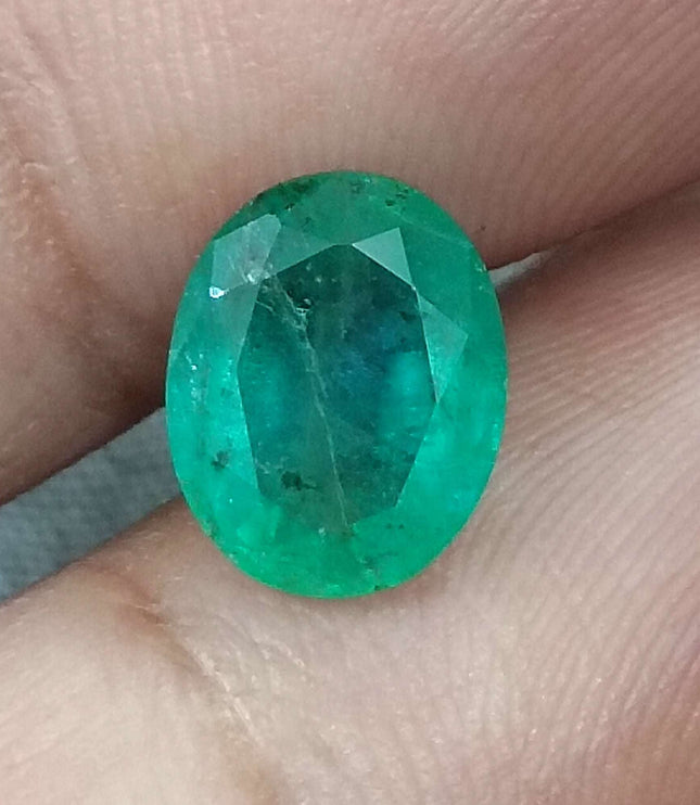Zambian Emerald 2.32ct Natural Certified Sea Green Oval Cut Loose Gemstone